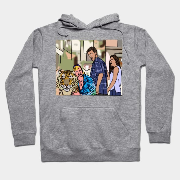 Man and Tiger in Distracted Boyfriend Memes Hoodie by ellenhenryart